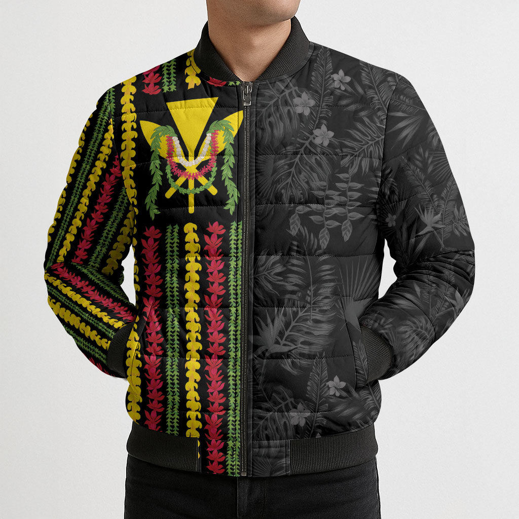Hawaii Lei Kanaka Maoli Flag Bomber Puffer Jacket Tropical Vibes LT05 - Polynesian Pride