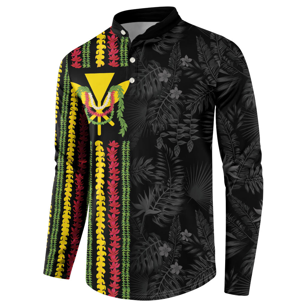 Hawaii Lei Kanaka Maoli Flag Button Sweatshirt Tropical Vibes LT05 - Polynesian Pride