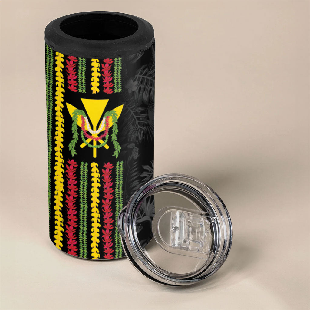 Hawaii Lei Kanaka Maoli Flag 4 in 1 Can Cooler Tumbler Tropical Vibes LT05 - Polynesian Pride