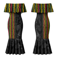 Hawaii Lei Kanaka Maoli Flag Couples Matching Mermaid Dress and Hawaiian Shirt Tropical Vibes LT05 - Polynesian Pride