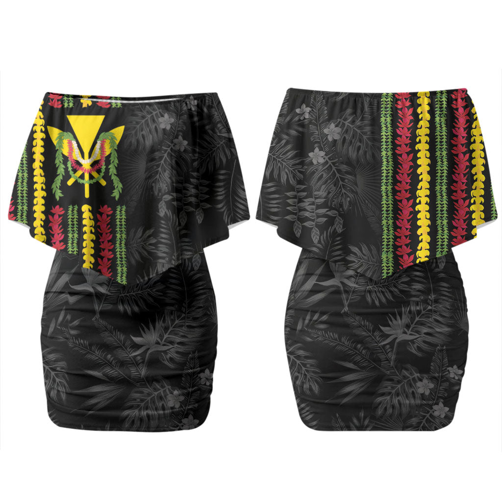Hawaii Lei Kanaka Maoli Flag Couples Matching Off Shoulder Short Dress and Hawaiian Shirt Tropical Vibes LT05 - Polynesian Pride