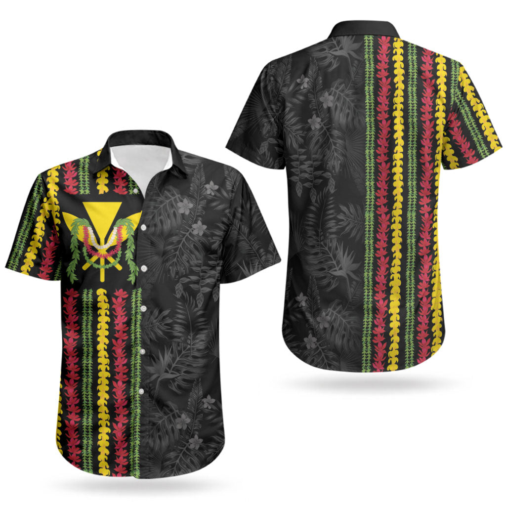 Hawaii Lei Kanaka Maoli Flag Couples Matching Short Sleeve Bodycon Dress and Hawaiian Shirt Tropical Vibes LT05 - Polynesian Pride