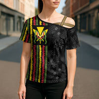 Hawaii Lei Kanaka Maoli Flag Cross Shoulder Shirt Tropical Vibes LT05 - Polynesian Pride