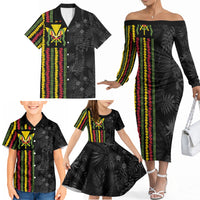 Hawaii Lei Kanaka Maoli Flag Family Matching Off The Shoulder Long Sleeve Dress and Hawaiian Shirt Tropical Vibes LT05 - Polynesian Pride