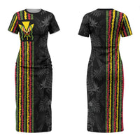 Hawaii Lei Kanaka Maoli Flag Family Matching Short Sleeve Bodycon Dress and Hawaiian Shirt Tropical Vibes LT05 Mom's Dress Black - Polynesian Pride