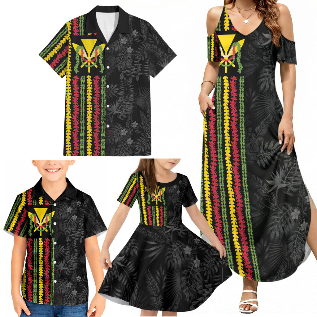 Hawaii Lei Kanaka Maoli Flag Family Matching Summer Maxi Dress and Hawaiian Shirt Tropical Vibes LT05 - Polynesian Pride