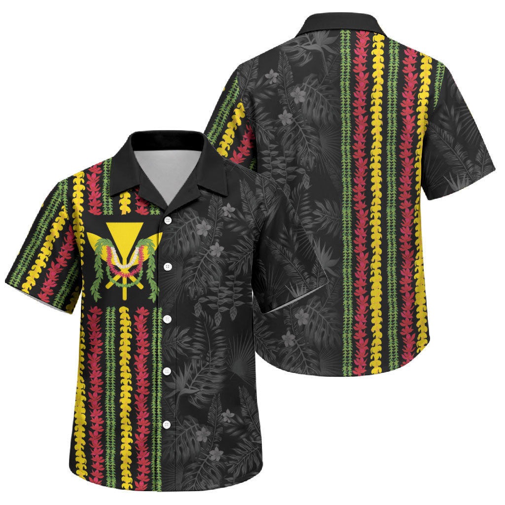 Hawaii Lei Kanaka Maoli Flag Family Matching Summer Maxi Dress and Hawaiian Shirt Tropical Vibes LT05 Son's Shirt Black - Polynesian Pride