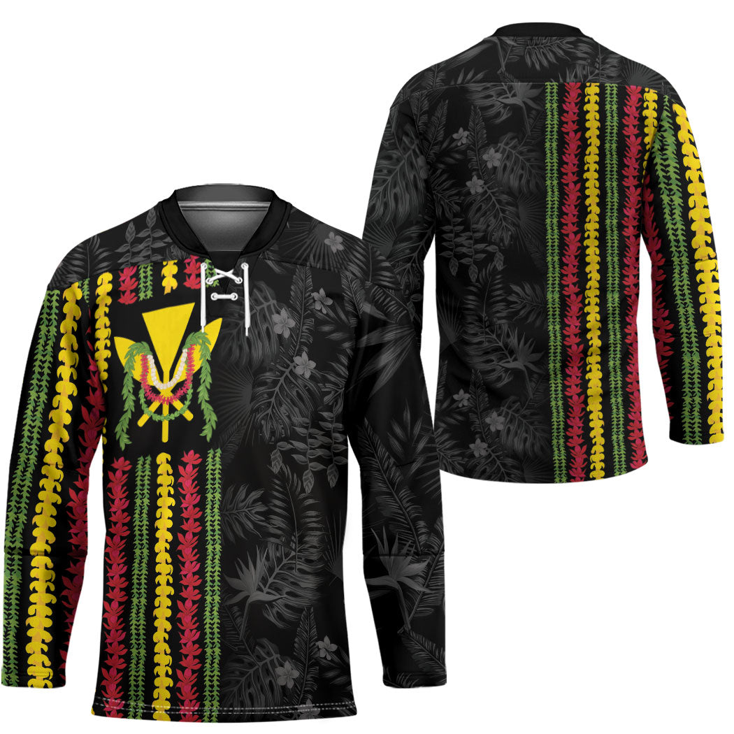 Hawaii Lei Kanaka Maoli Flag Hockey Jersey Tropical Vibes LT05 - Polynesian Pride