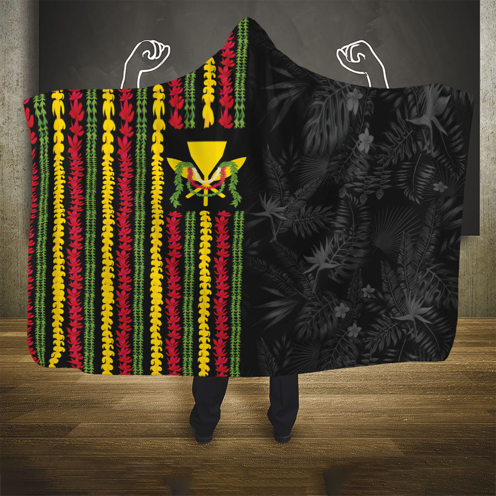 Hawaii Lei Kanaka Maoli Flag Hooded Blanket Tropical Vibes LT05 - Polynesian Pride