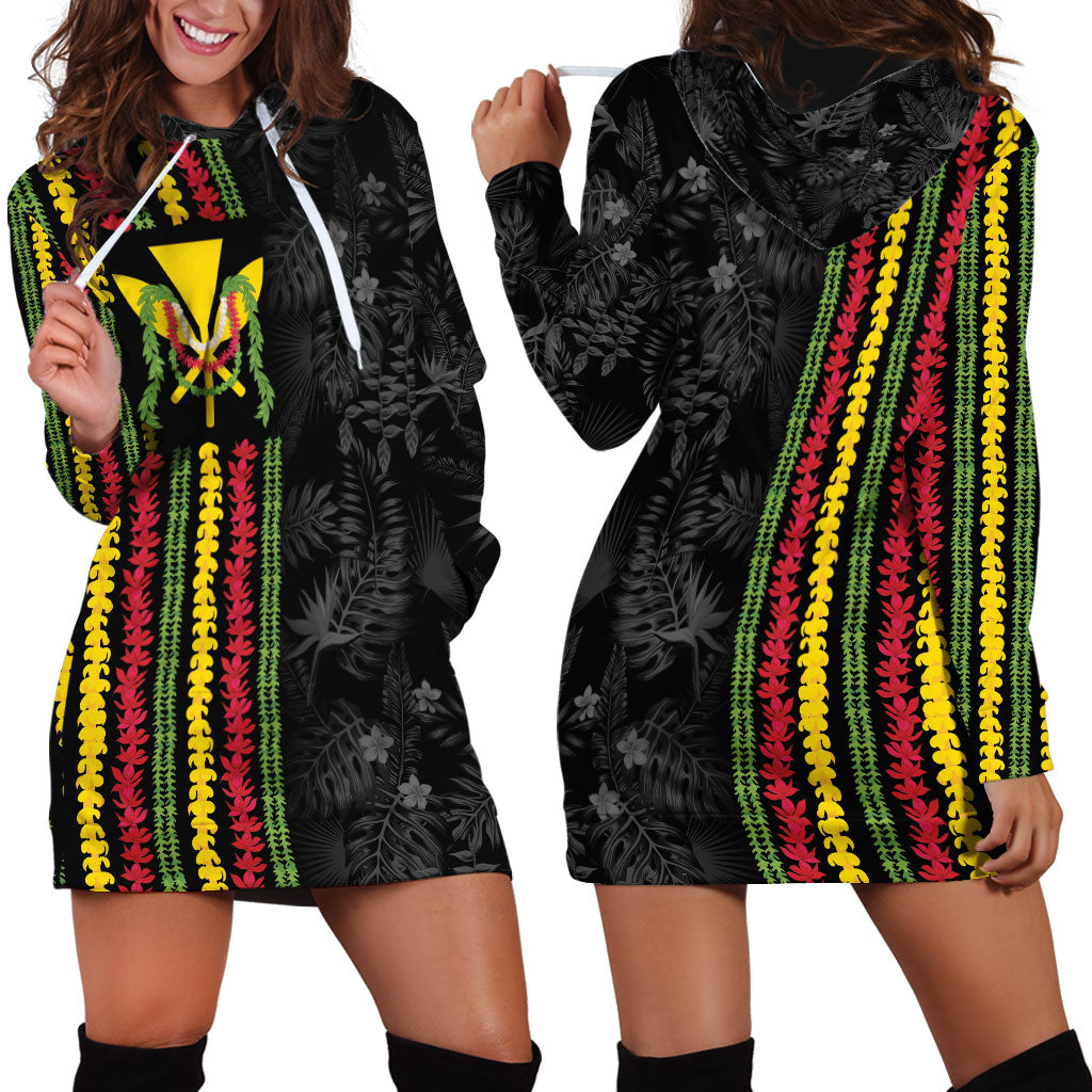 Hawaii Lei Kanaka Maoli Flag Hoodie Dress Tropical Vibes LT05 - Polynesian Pride