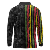 Hawaii Lei Kanaka Maoli Flag Long Sleeve Polo Shirt Tropical Vibes LT05 - Polynesian Pride