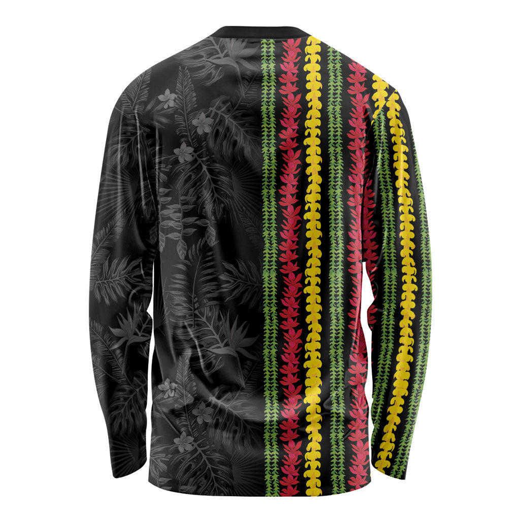 Hawaii Lei Kanaka Maoli Flag Long Sleeve Shirt Tropical Vibes LT05 - Polynesian Pride