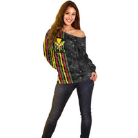 Hawaii Lei Kanaka Maoli Flag Off Shoulder Sweater Tropical Vibes LT05 - Polynesian Pride