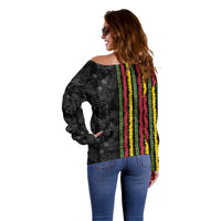 Hawaii Lei Kanaka Maoli Flag Off Shoulder Sweater Tropical Vibes LT05 - Polynesian Pride