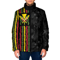 Hawaii Lei Kanaka Maoli Flag Padded Jacket Tropical Vibes LT05 Men Black - Polynesian Pride