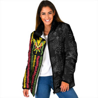 Hawaii Lei Kanaka Maoli Flag Padded Jacket Tropical Vibes LT05 Women Black - Polynesian Pride