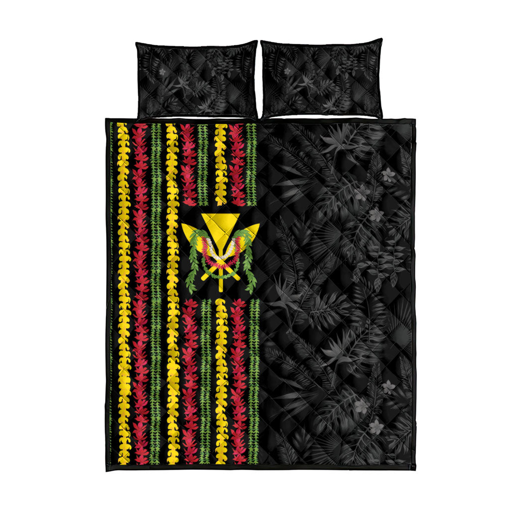 Hawaii Lei Kanaka Maoli Flag Quilt Bed Set Tropical Vibes LT05 - Polynesian Pride