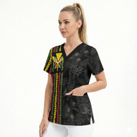 Hawaii Lei Kanaka Maoli Flag Scrub Top Tropical Vibes LT05 - Polynesian Pride