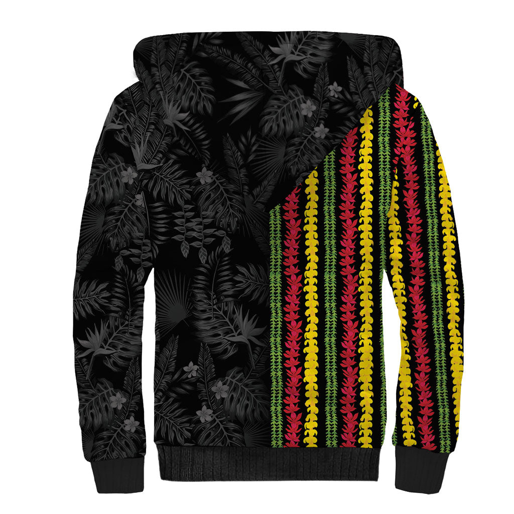 Hawaii Lei Kanaka Maoli Flag Sherpa Hoodie Tropical Vibes LT05 - Polynesian Pride