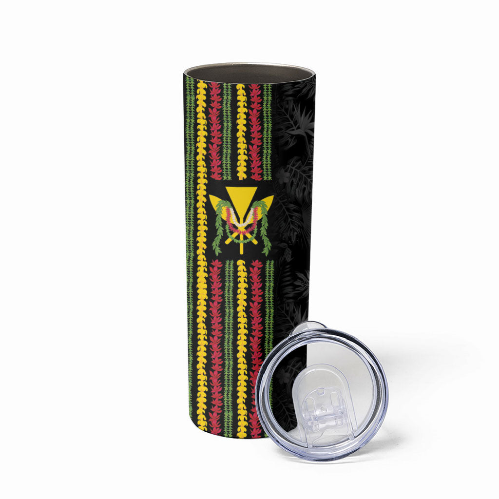 Hawaii Lei Kanaka Maoli Flag Skinny Tumbler Tropical Vibes LT05 - Polynesian Pride