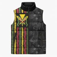 Hawaii Lei Kanaka Maoli Flag Sleeveless Puffer Jacket Tropical Vibes LT05 Unisex Black - Polynesian Pride
