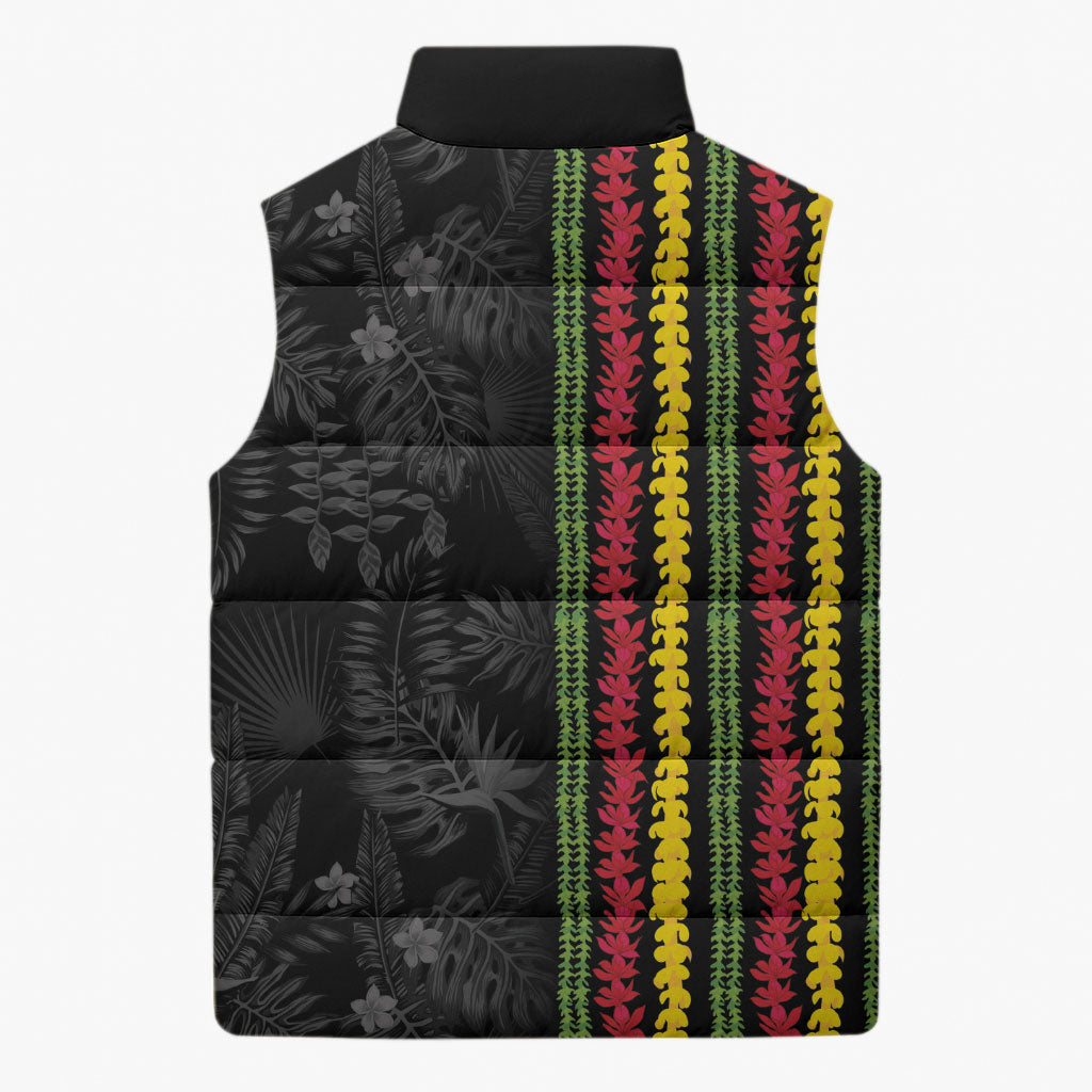Hawaii Lei Kanaka Maoli Flag Sleeveless Puffer Jacket Tropical Vibes LT05 - Polynesian Pride