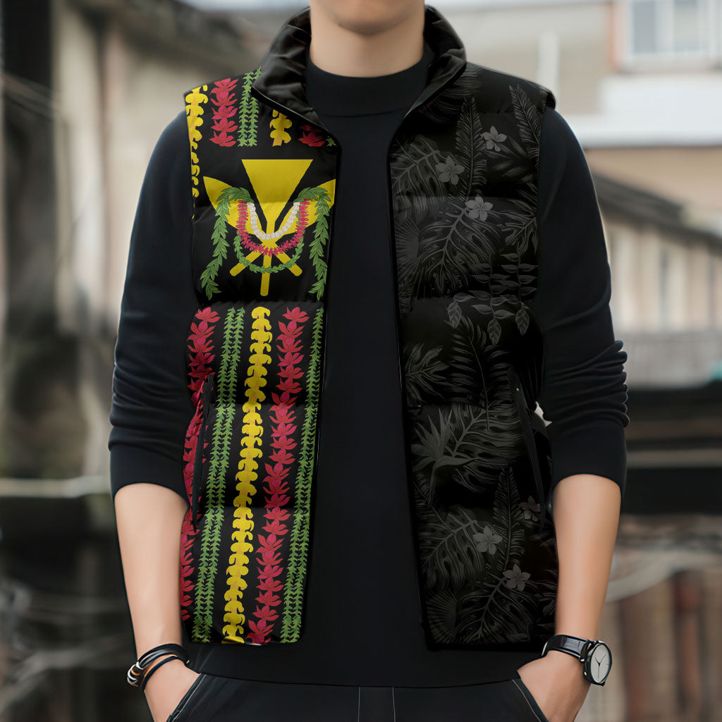 Hawaii Lei Kanaka Maoli Flag Sleeveless Puffer Jacket Tropical Vibes LT05 - Polynesian Pride