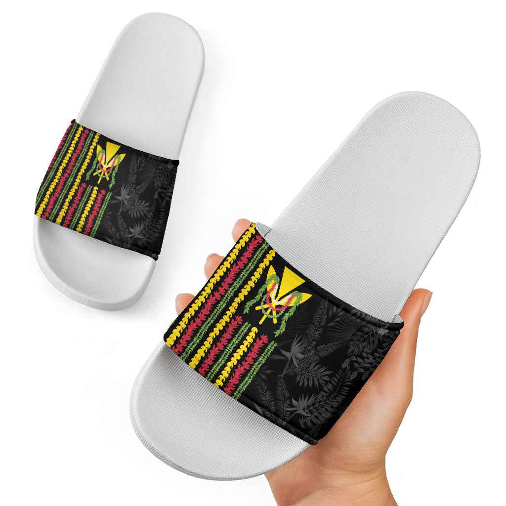 Hawaii Lei Kanaka Maoli Flag Slide Sandals Tropical Vibes LT05 - Polynesian Pride