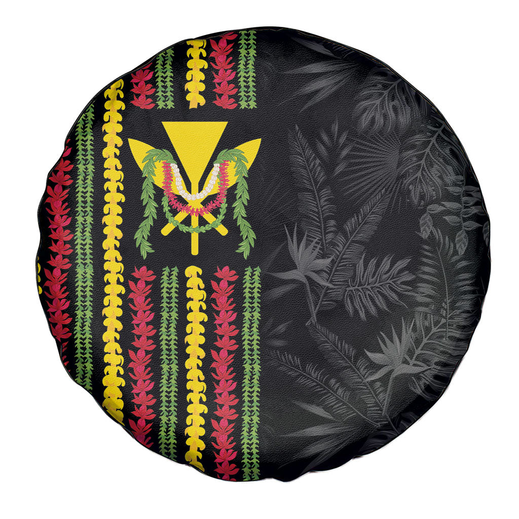 Hawaii Lei Kanaka Maoli Flag Spare Tire Cover Tropical Vibes LT05 - Polynesian Pride