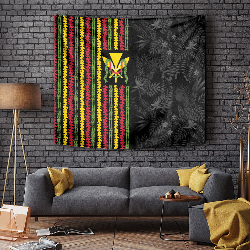 Hawaii Lei Kanaka Maoli Flag Tapestry Tropical Vibes LT05 Black - Polynesian Pride