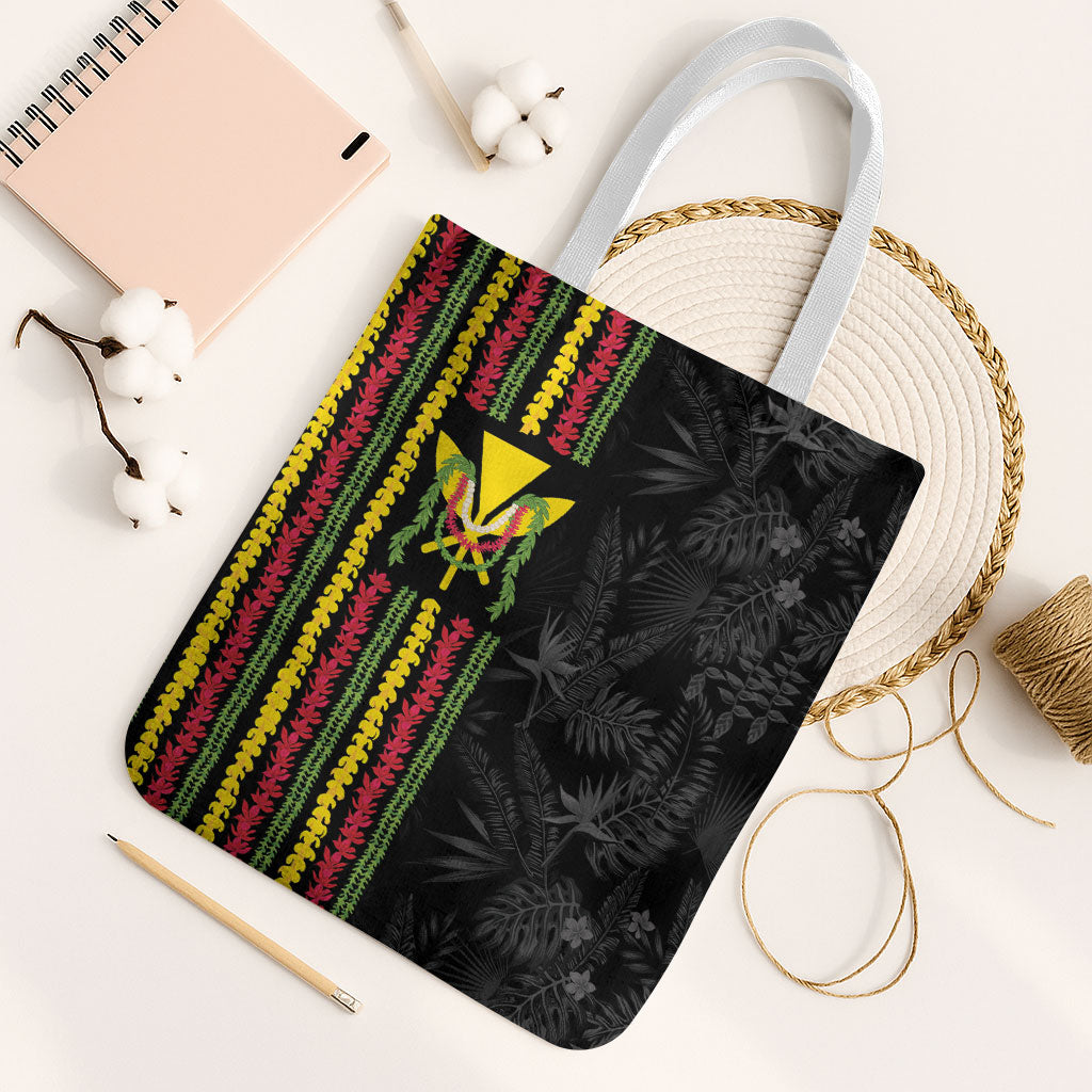 Hawaii Lei Kanaka Maoli Flag Tote Bag Tropical Vibes LT05 White Strap One Size Black - Polynesian Pride