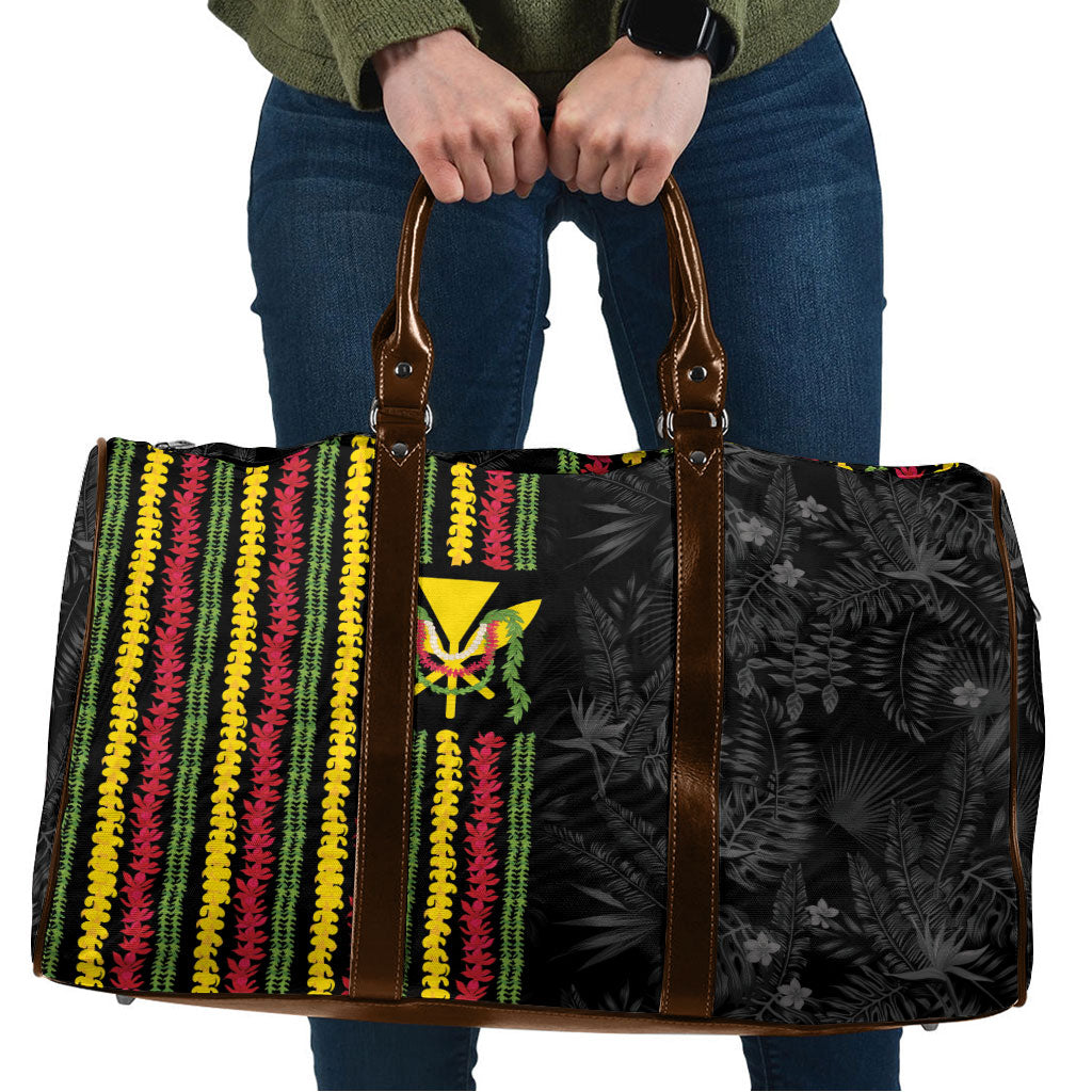 Hawaii Lei Kanaka Maoli Flag Travel Bag Tropical Vibes LT05 Black - Polynesian Pride