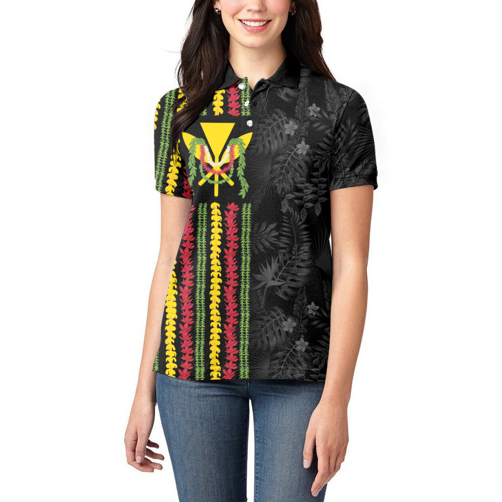 Hawaii Lei Kanaka Maoli Flag Women Polo Shirt Tropical Vibes LT05 - Polynesian Pride