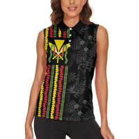 Hawaii Lei Kanaka Maoli Flag Women Sleeveless Polo Shirt Tropical Vibes LT05 - Polynesian Pride