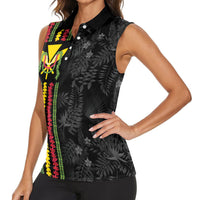 Hawaii Lei Kanaka Maoli Flag Women Sleeveless Polo Shirt Tropical Vibes LT05 - Polynesian Pride