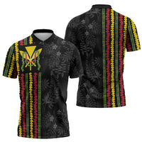 Hawaii Lei Kanaka Maoli Flag Zipper Polo Shirt Tropical Vibes LT05 - Polynesian Pride