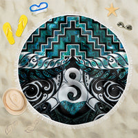New Zealand Maori Beach Blanket Poutama Pikorua - Single Twist Paua Shell