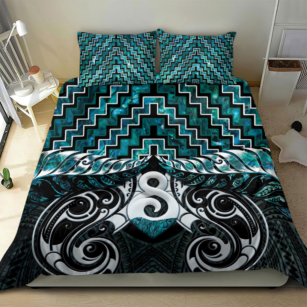 New Zealand Maori Bedding Set Poutama Pikorua - Single Twist Paua Shell