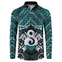 New Zealand Maori Button Sweatshirt Poutama Pikorua - Single Twist Paua Shell