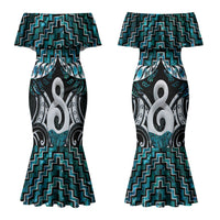 New Zealand Maori Couples Matching Mermaid Dress and Hawaiian Shirt Poutama Pikorua - Single Twist Paua Shell