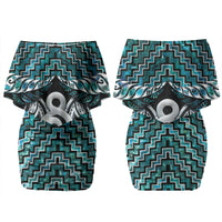 New Zealand Maori Family Matching Off Shoulder Short Dress and Hawaiian Shirt Poutama Pikorua - Single Twist Paua Shell
