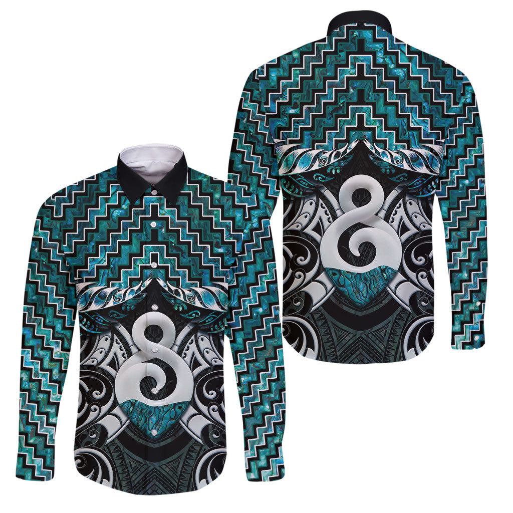 New Zealand Maori Family Matching Summer Maxi Dress and Hawaiian Shirt Poutama Pikorua - Single Twist Paua Shell