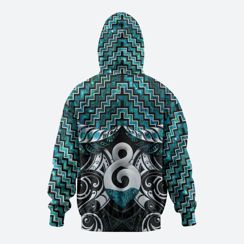 New Zealand Maori Hoodie Poutama Pikorua - Single Twist Paua Shell