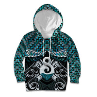 New Zealand Maori Kid Hoodie Poutama Pikorua - Single Twist Paua Shell