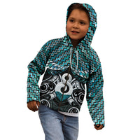 New Zealand Maori Kid Hoodie Poutama Pikorua - Single Twist Paua Shell