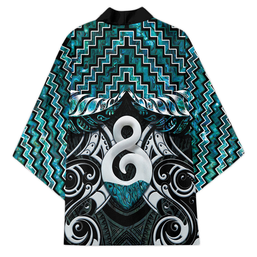 New Zealand Maori Kimono Poutama Pikorua - Single Twist Paua Shell