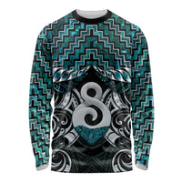 New Zealand Maori Long Sleeve Shirt Poutama Pikorua - Single Twist Paua Shell