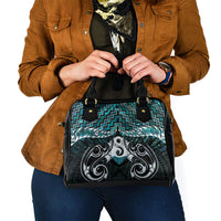 New Zealand Maori Shoulder Handbag Poutama Pikorua - Single Twist Paua Shell