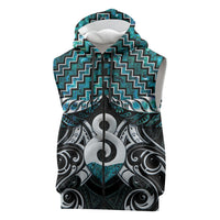 New Zealand Maori Sleeveless Zip Hoodie Poutama Pikorua - Single Twist Paua Shell