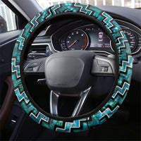 New Zealand Maori Steering Wheel Cover Poutama Pikorua - Single Twist Paua Shell